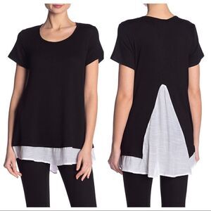 Bobeau Gauze Hem Top 